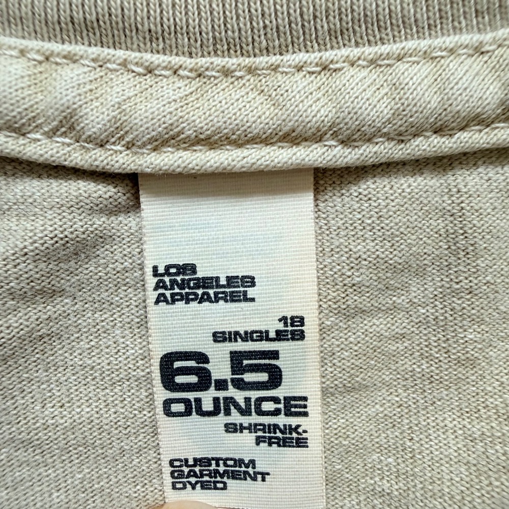 Los Angeles Apparel Mens M Tan Graphic Tee 6.5 oz Garment Dyed Made in USA Shirt - Picture 7 of 9